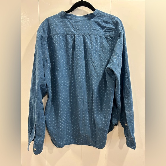 Madewell Men's Denim Banded-Collar Perfect Shirt in Indigo Dot Size XL - Picture 9 of 12